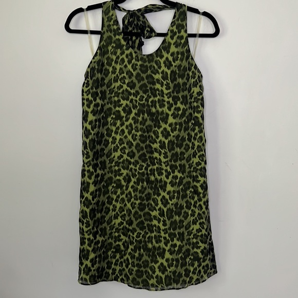 Alice + Olivia Y2K Green Trina Leopard Halter Night Out Dress - Picture 4 of 12